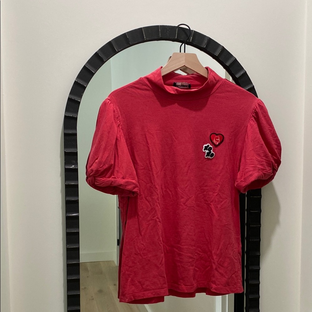 Karl Lagerfeld Puff Sleeve Mock Neck Top